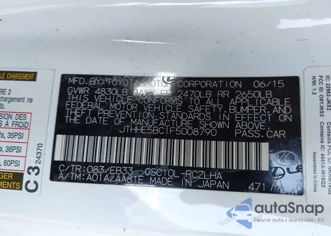 2015 Lexus Rc 350 z USA, uszkodzony, nr VIN JTHHE5BC1F5008790